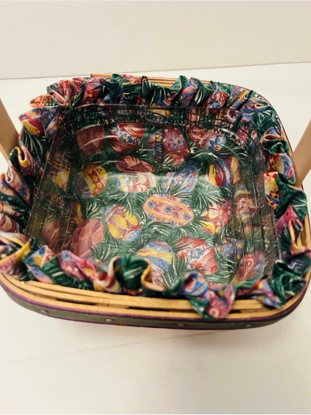 Longaberger Small Square Easter Basket with Easter Egg Liner Insert Vintage 1998 - Picture 9 of 12